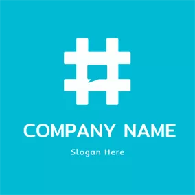 Flat Logo Simple White Hashtag Symbol logo design