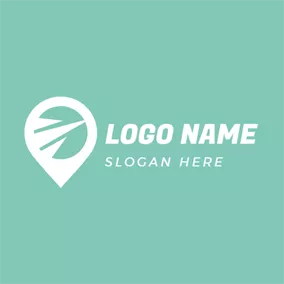 地図ロゴ Simple White Map Pin logo design