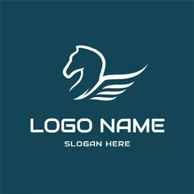 ペガサスロゴ Simple White Pegasus Icon logo design