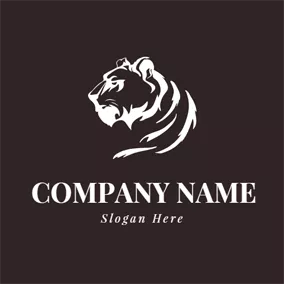 跆拳道 Logo Simple White Tiger Icon logo design