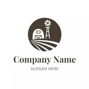 Agricultural Logo Simple Windmill and Pathway logo design