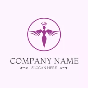 Female Logo Simple Wing and Model logo design