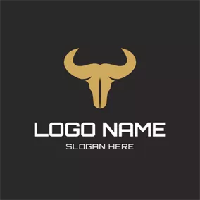 Logótipo De Bisonte Simple Yellow Buffalo Head logo design