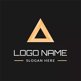 Golden Logo Simple Yellow Hollow Pyramid logo design