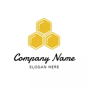 ハチミツロゴ Simple Yellow Honeycomb logo design