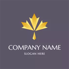 メープルリーフロゴ Simple Yellow Maple Leaf logo design