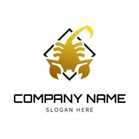 Golden Logo Simple Yellow Scorpion Icon logo design