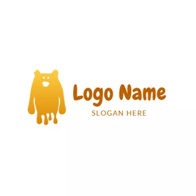 Chubby Logo Simple Yellow Slime Monster logo design