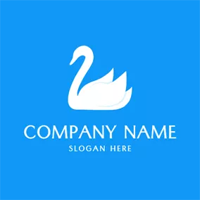 美しいロゴ Single and Beautiful White Swan logo design