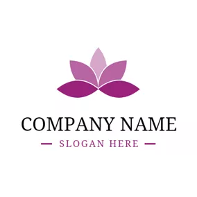 花盛りのロゴ Single and Gradient Purple Lotus logo design