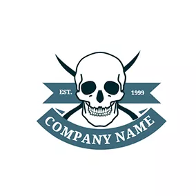 Logótipo Perigoso Skeleton Knife Banner Gang logo design