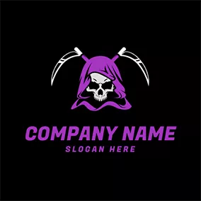 Logotipo Peligroso Skeleton Purple Cloak Reaper logo design
