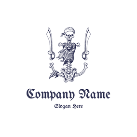 骨のロゴ Skeleton Soldier Knife Dead logo design