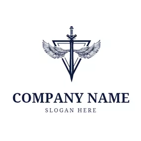 Logotipo De Escudo Familiar Sketch Wing and Sword logo design