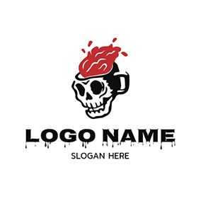 血のロゴ Skull Cup Blood Dead logo design