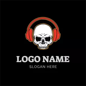 Logótipo De Moda Skull Earphone and Music logo design