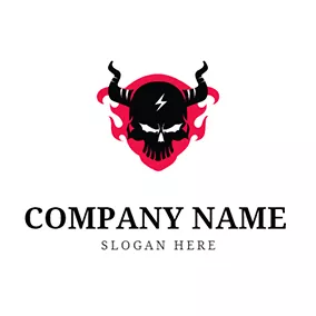 Devil Logo Skull Fire and Spooky Devil logo design