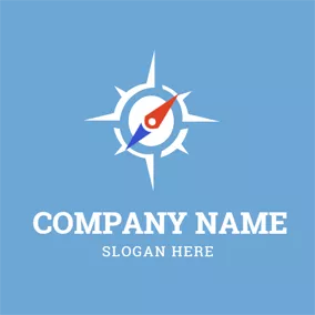 コンパスロゴ Skyblue and White Compass logo design
