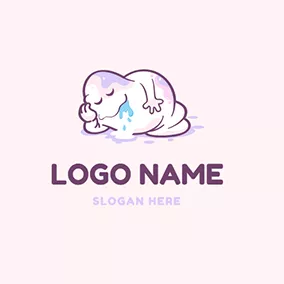 Pink Logo Sleep Monster and Slime logo design