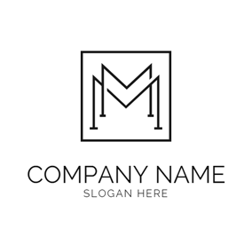 Slender Square and Double Letter M logo design