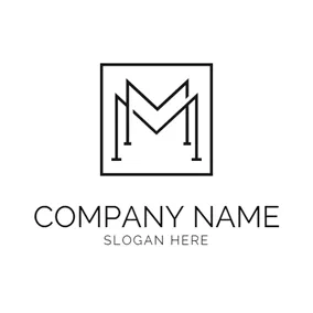 Mロゴ Slender Square and Double Letter M logo design
