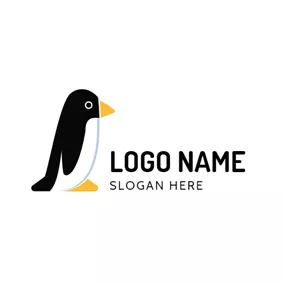 ペンギンロゴ Small and Adorable Black Penguin logo design