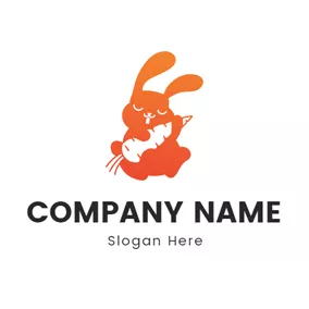 Vegetable Logo Small Carrot and Likable Rabbit logo design