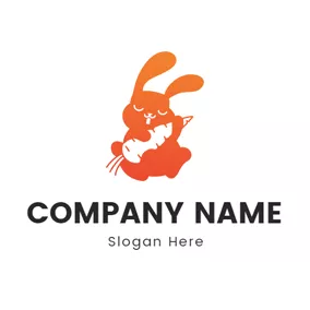 Logótipo De Animação Small Carrot and Likable Rabbit logo design