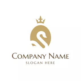 天鵝Logo Small Crown and Abstract Swan logo design