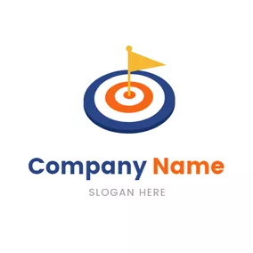 Aim Logo Small Flag and Simple Target logo design