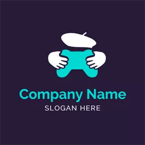 Hat Logo Small Hands and Blue Gamepad logo design