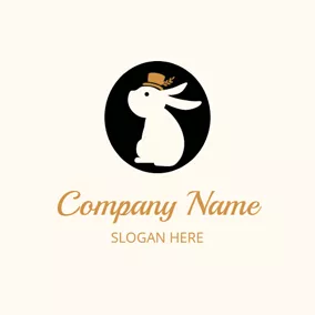 Character Logo Small Hat and Cute Rabbit logo design