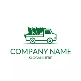 Holiday Logo Small Truck and Chrismtas Tree logo design