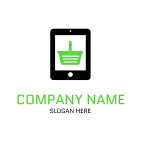 電子商務Logo Smartphone Basket and Ecommerce logo design