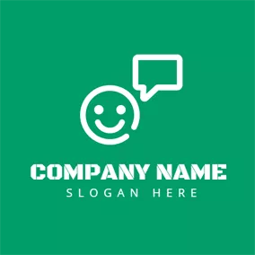 Communicate Logo Smile and Dialog Box logo design