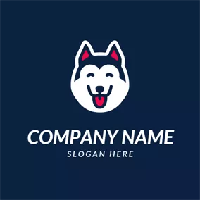 動物のロゴ Smile and Dog Head logo design