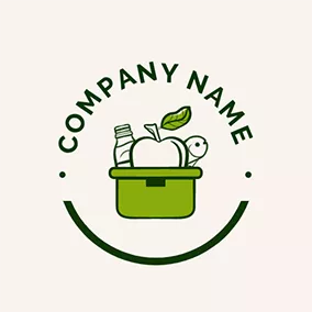 Logotipo De Manzana Smile Basket Food Grocery logo design