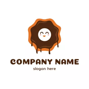 クッキーロゴ Smile Face and Doughnut logo design