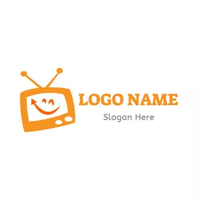 Unterhaltung Logo Smile Face and Orange Tv logo design
