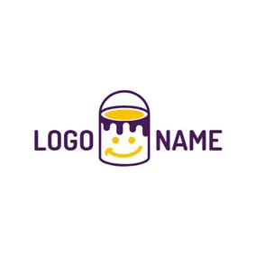 绘画Logo Smile Face and Paint Bucket logo design