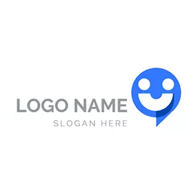 對話Logo Smile Face Emoji Dialogue logo design