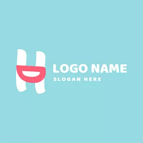 Logotipo H Smile Lip Simple Letter H D logo design