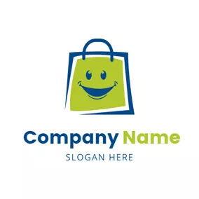 Animation Logo Smiling Face and Blue Bag logo design
