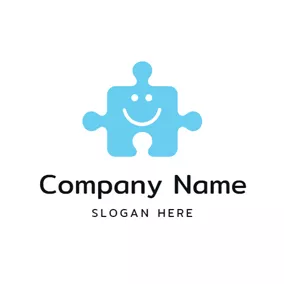 Jigsaw Logo Smiling Face and Puzzle logo design