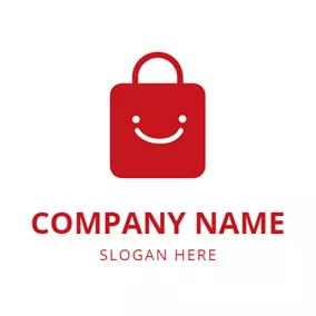零售 & 销售Logo Smiling Face and Shopping Bag logo design