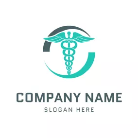 Krankenhaus Logo Snaky Rod and Health Professions logo design