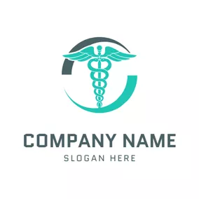 Wings Logo Snaky Rod and Health Professions logo design