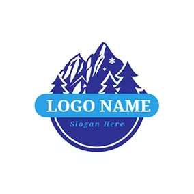山のロゴ Snow Mountain and Tree logo design