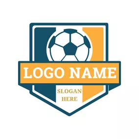 Yellow Logo Soccer Ball Badge logo design