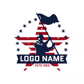 飞行员 Logo Soldier and Flag logo design